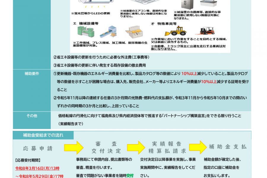 令和8年 福島県中小企業等エネルギーコスト削減支援事業補助金のご案内